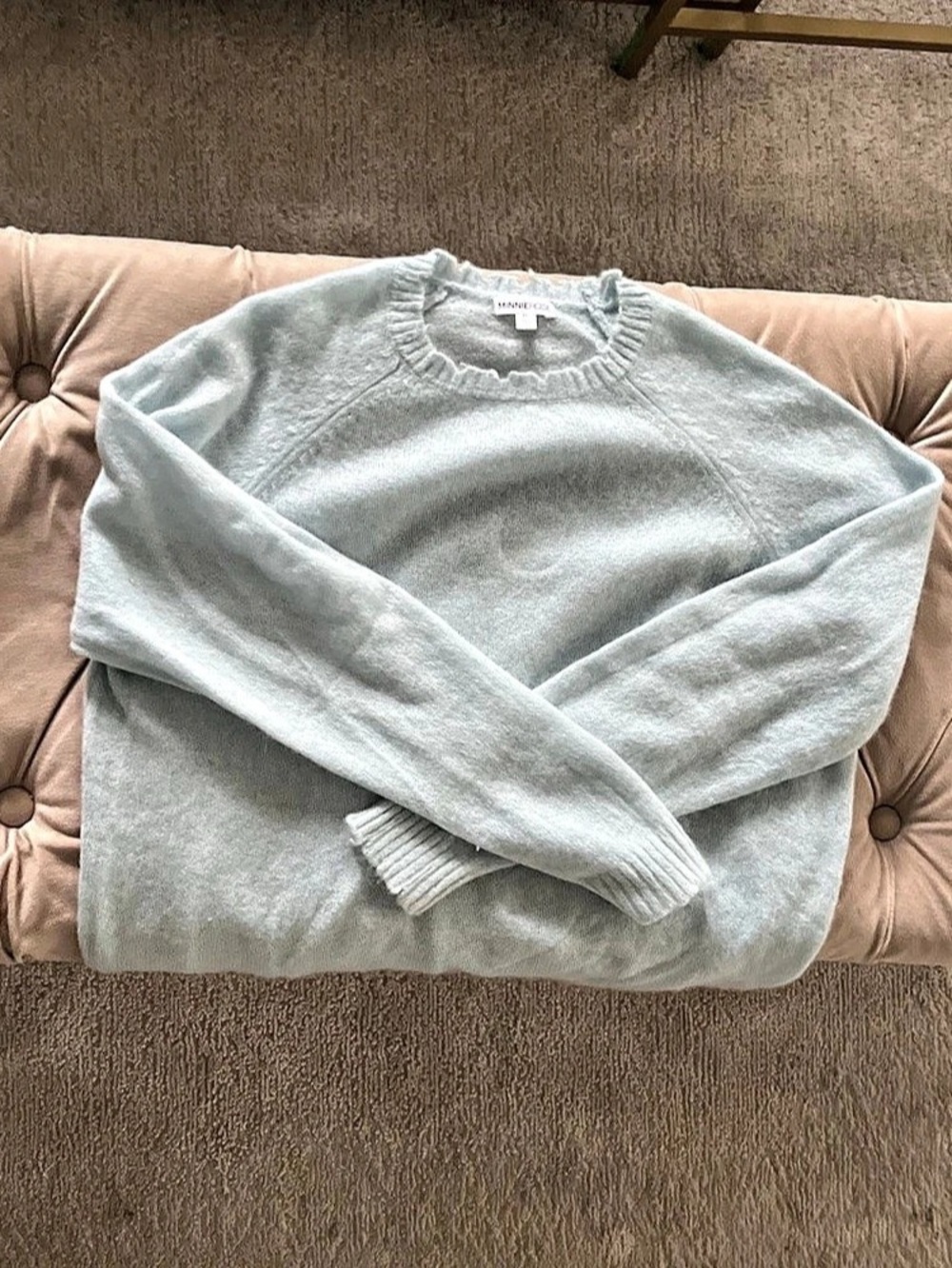 MINNIEROSE Crew Neck Sweater in Blue Size Medium Like New